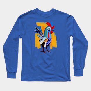 Colorful Whimsical Rooster Long Sleeve T-Shirt